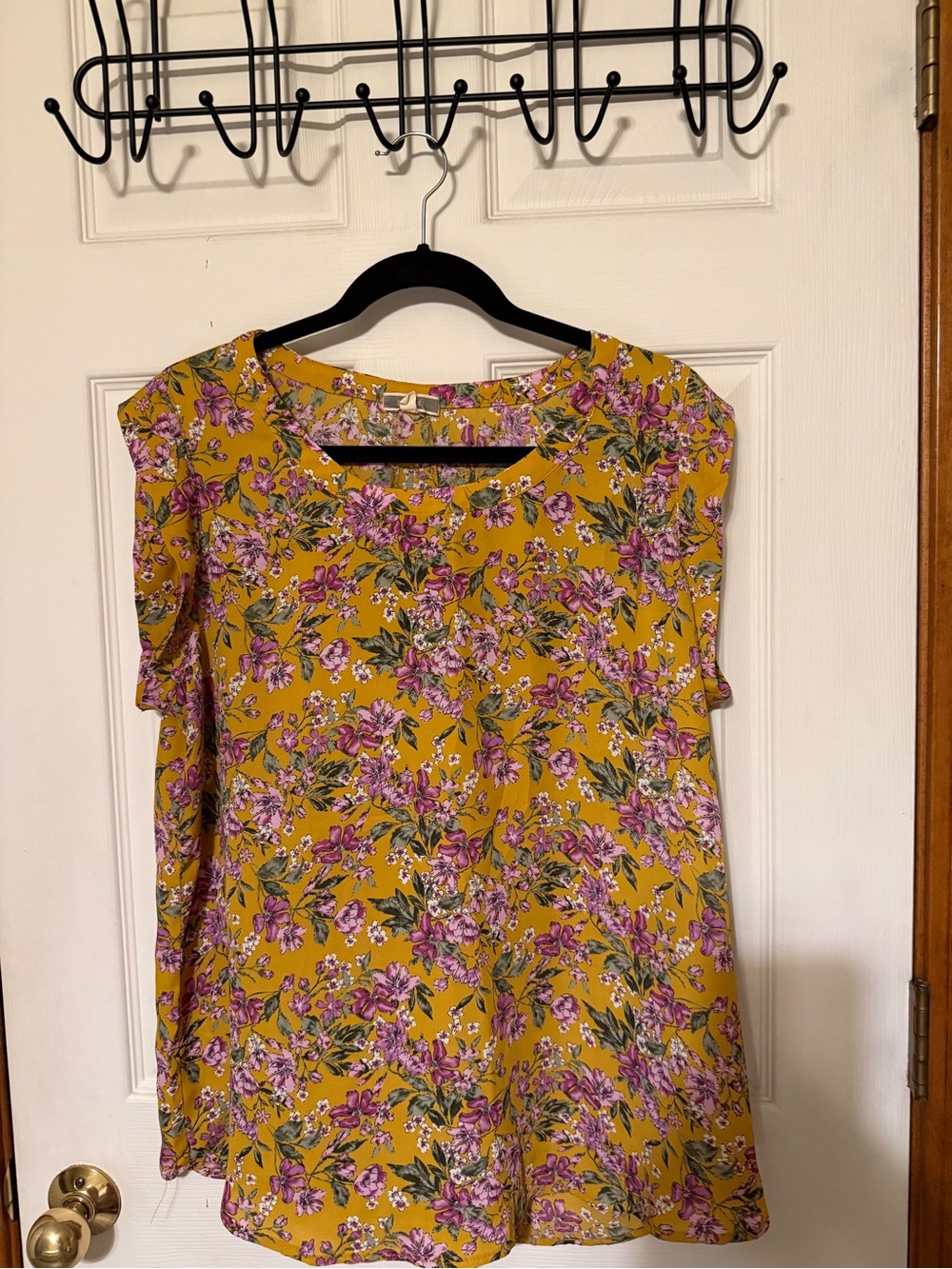 Pleione Mustard Yellow Floral Sleeveless Tunic